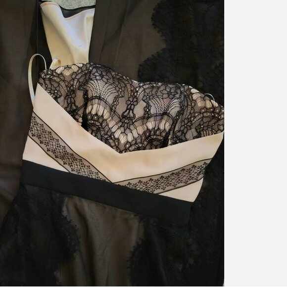 TED BAKER LONDON Black and Nude Pink Lace Detail Maxi Dress - Picture 6 of 14